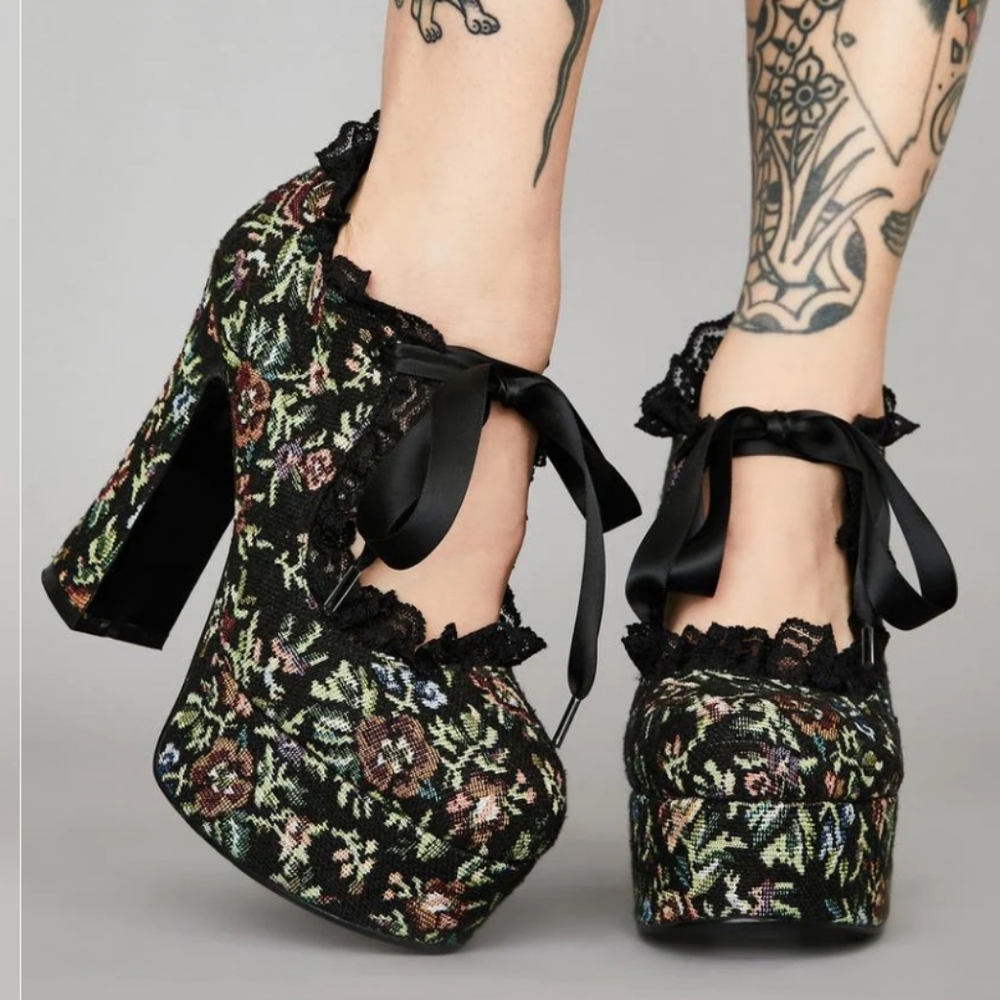 Nocturnal Garden Platform Mary Janes